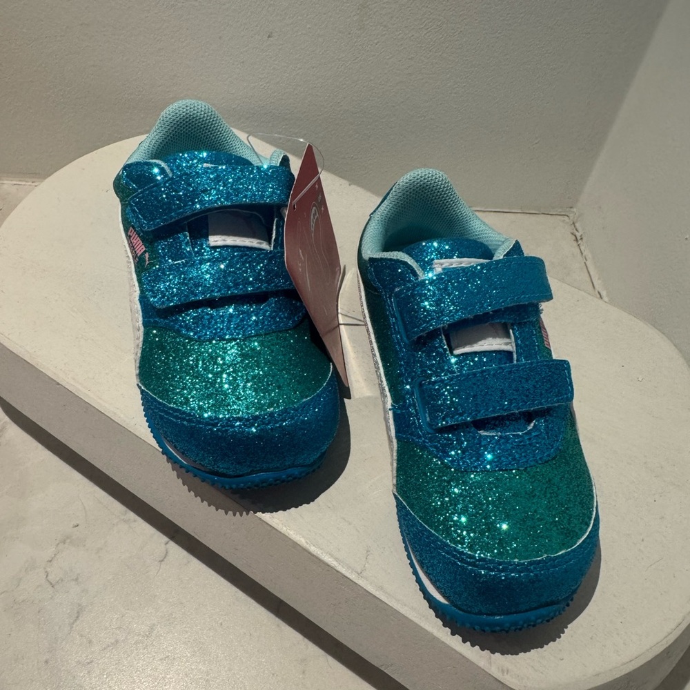 Puma Glittery Teal Kids Sneakers